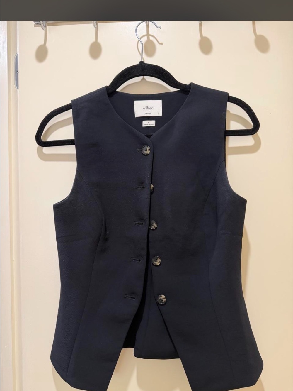Wilfred Navy Sleeveless V-Neck Button Front Vest